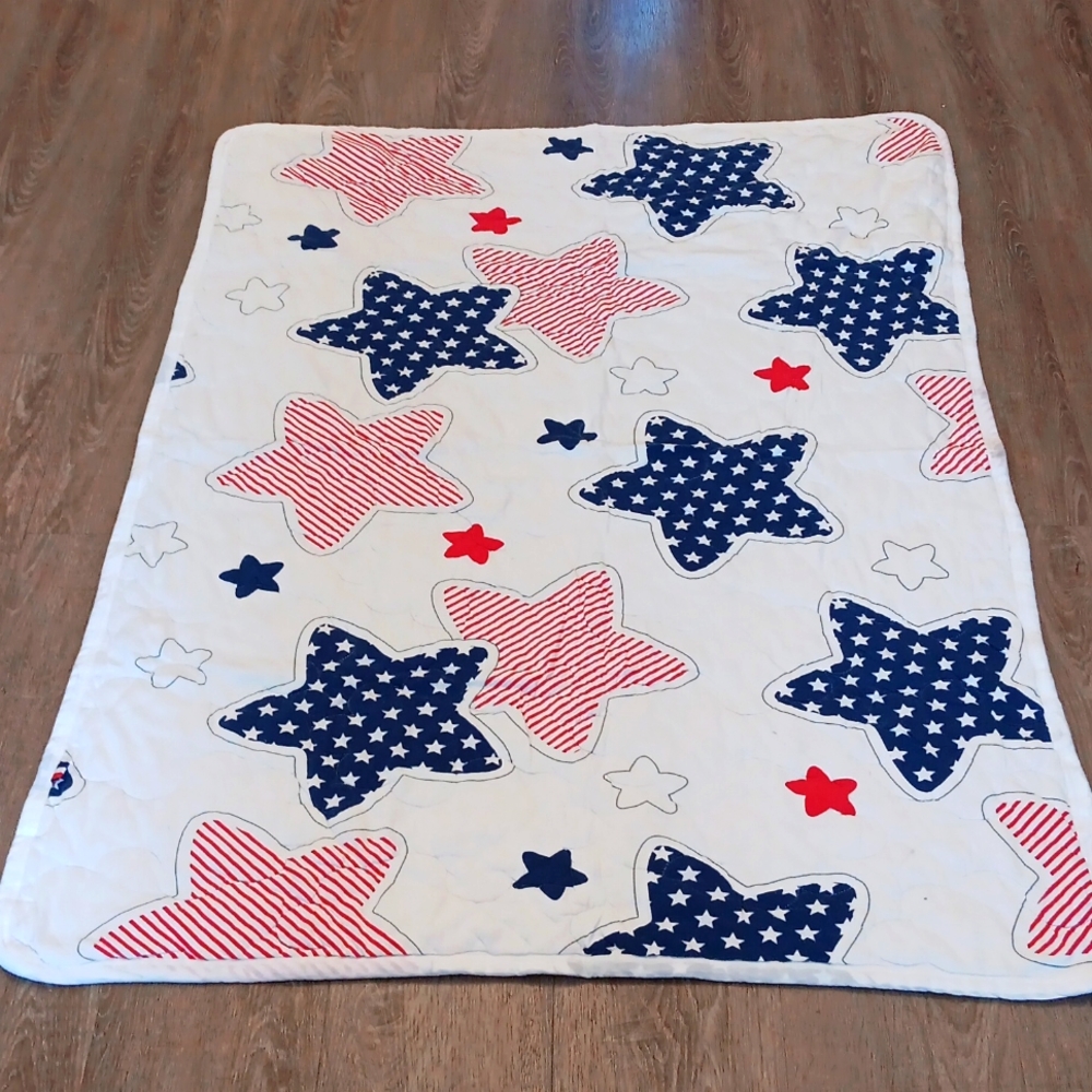 Tommy Hilfiger Patriotic Stars Baby Crib Toddler Quilt Throw